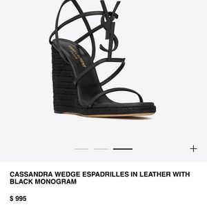 YSL Valda Vacchetta black wedge shoes